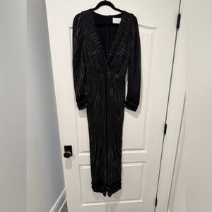 Chic Black and Silver Long Sleeve Jumpsuit